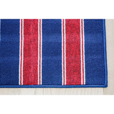 Eloise Navy Blue Striped Polypropylene Kitchen Mat