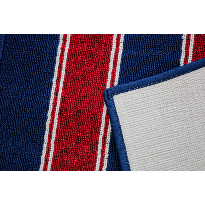 Eloise Navy Blue Striped Polypropylene Kitchen Mat