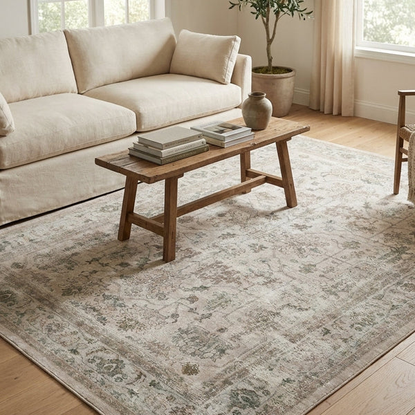 Ersari Multicoloured Distressed Machine Washable Large Rug