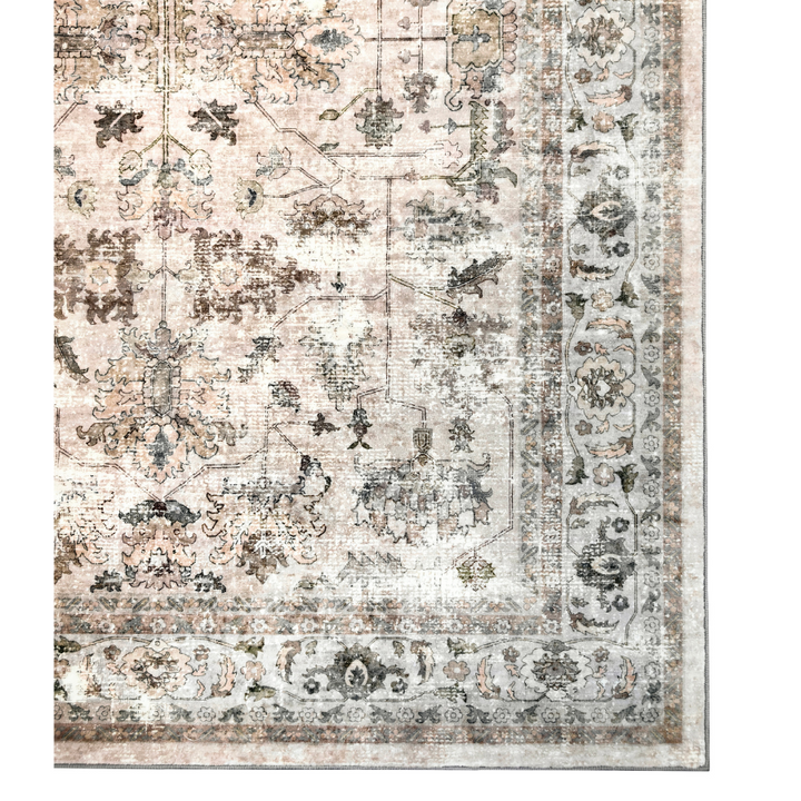 Ersari Multicoloured Distressed Machine Washable Large Rug