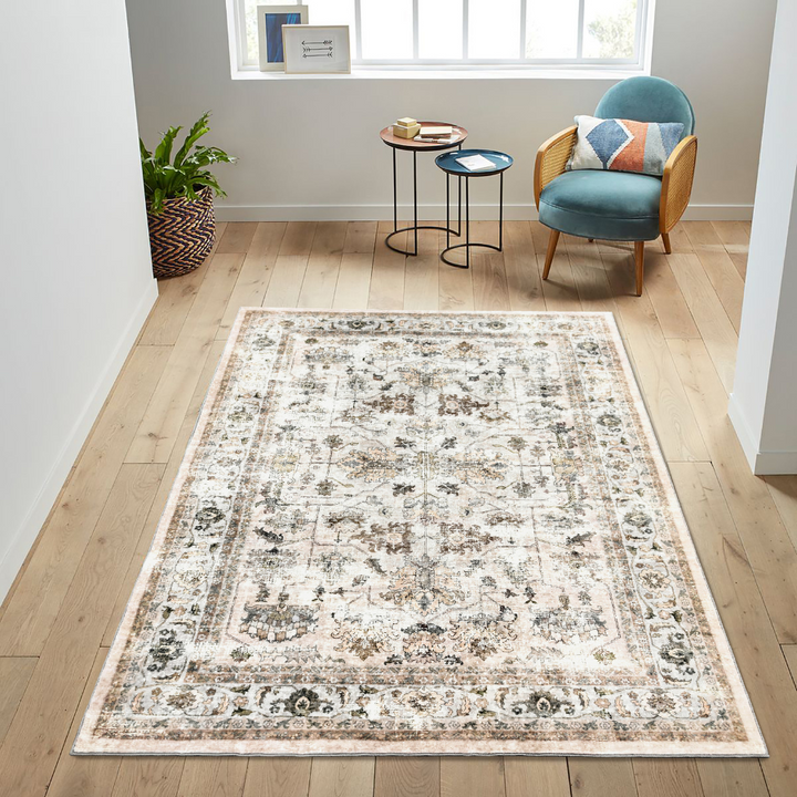 Ersari Multicoloured Distressed Machine Washable Large Rug