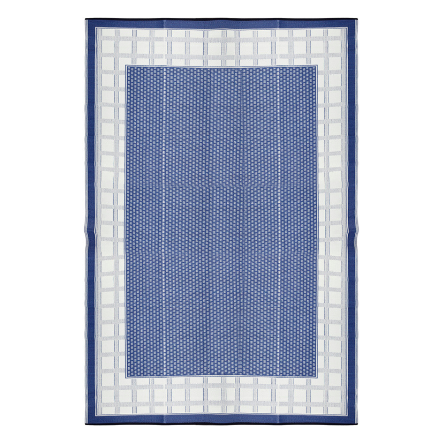 Europa Midnight Blue Geometric Reversible Large Picnic Rug - Fab Habitat , Picnic Rugs, [product_size],