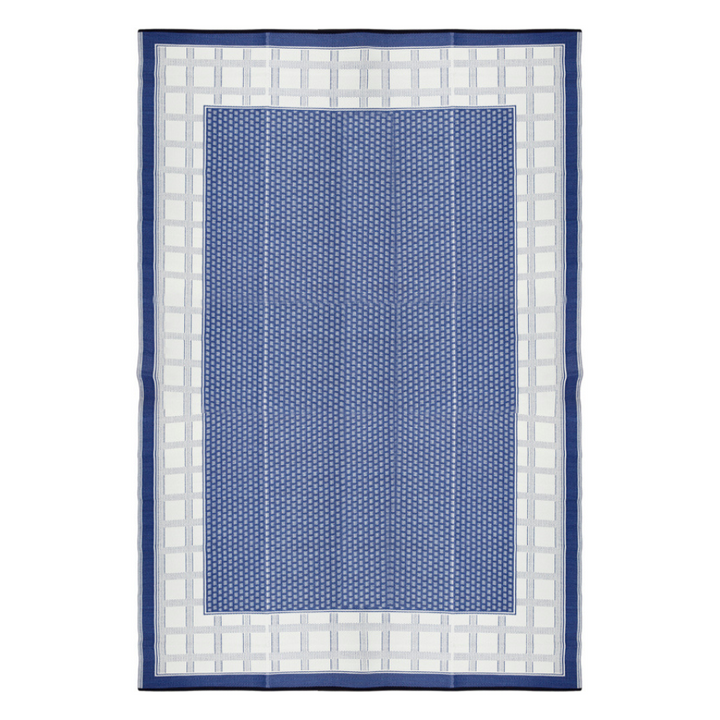 Europa Midnight Blue Geometric Reversible Large Picnic Rug - Fab Habitat , Picnic Rugs, [product_size],