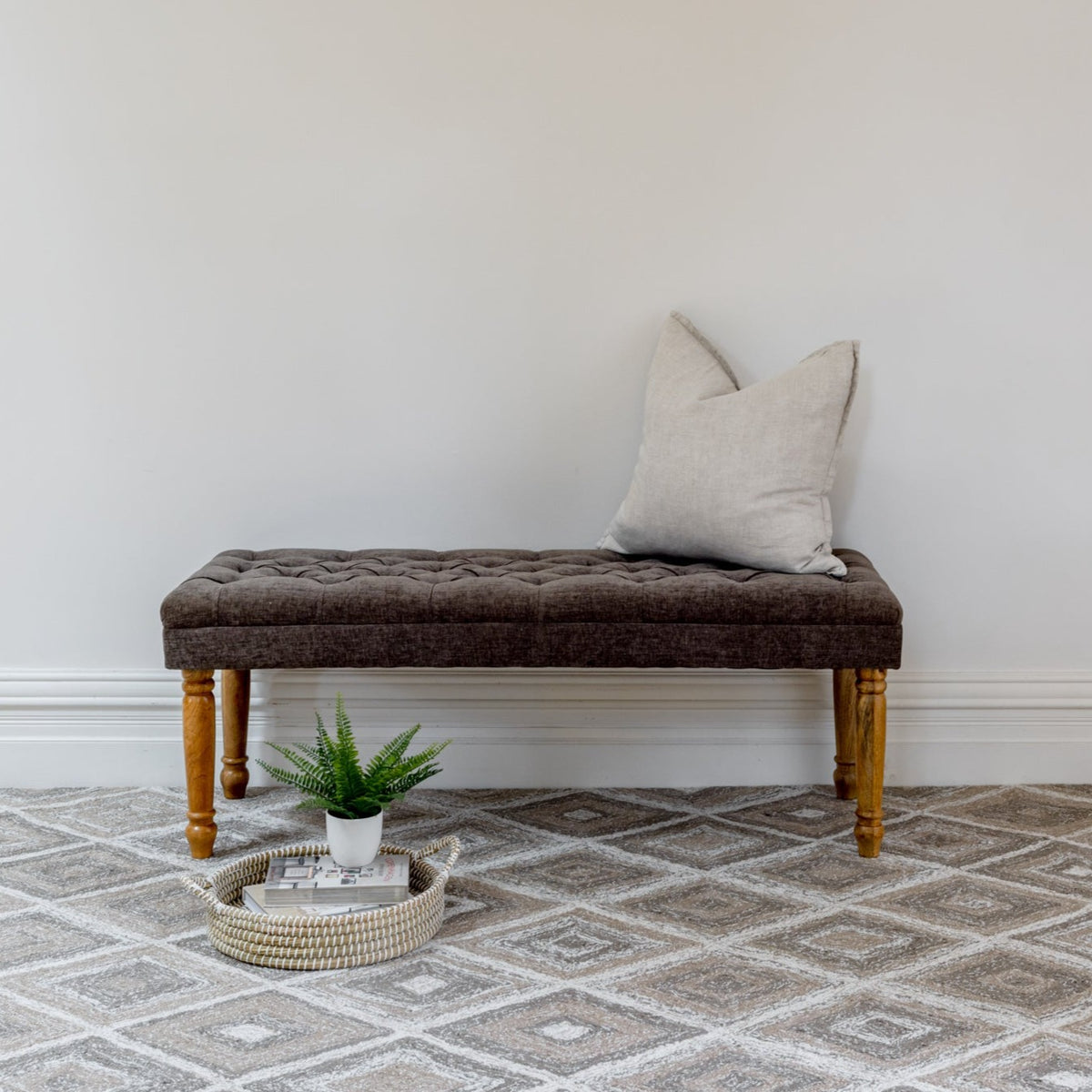 Stanley Grey Entryway Upholstered Cushioned Bench Seat - 125 Cm - Fab Habitat , Benches, 