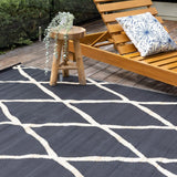 Nairobi Black and Natural Diamond Recycled Plastic Outdoor Rug - Fab Habitat , Recycled Plastic Rugs & Mats, 