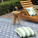 Pearl Blue Floral Polypropylene Large Rug - Fab Habitat , Outdoor Rugs, 
