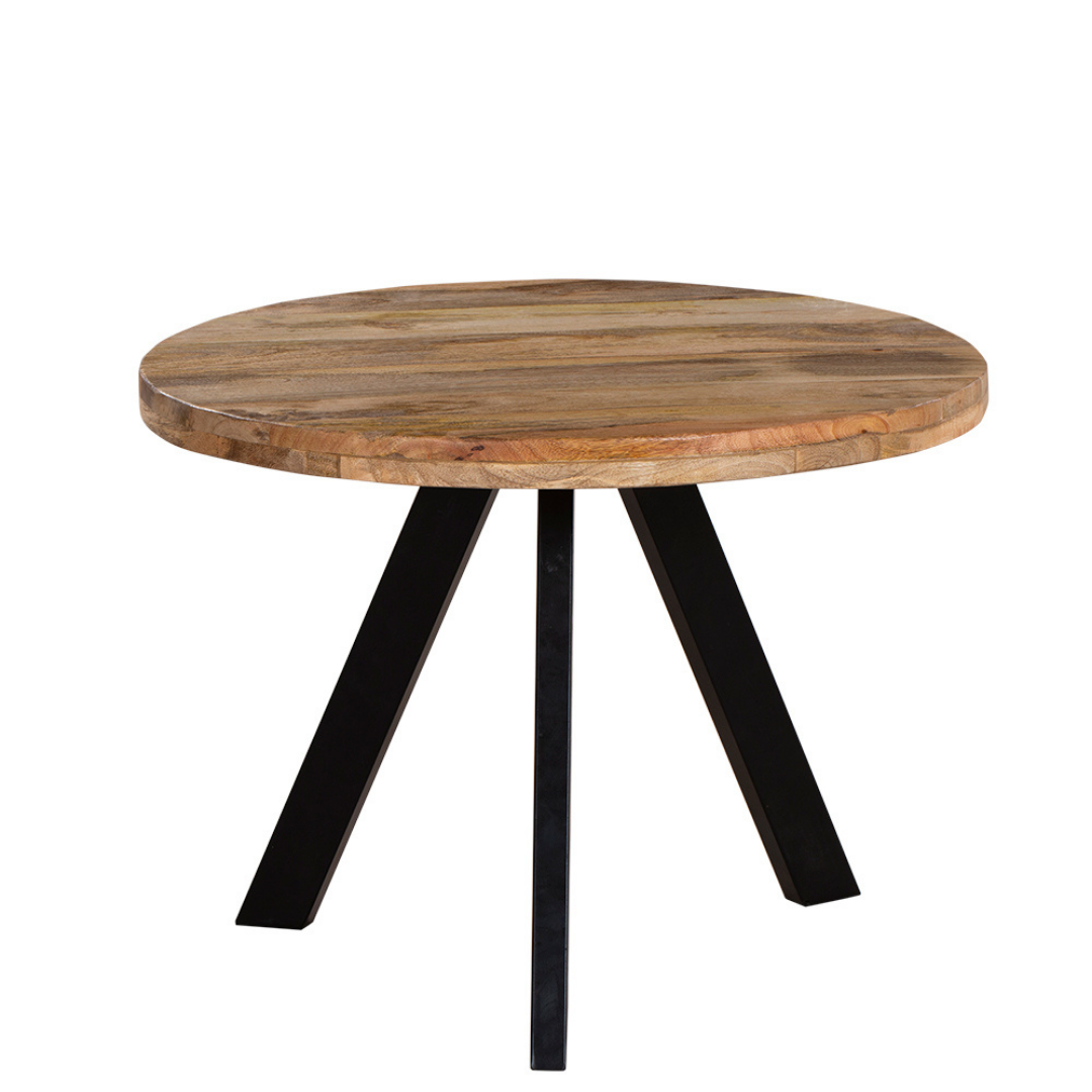 Faye Natural & Black Small Wooden Round Coffee Table - Fab Habitat , Coffee Tables, [product_size],