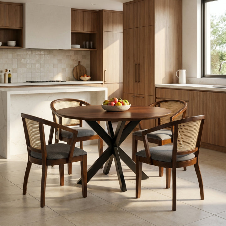 Faye Walnut Finish 130cm Round Dining Table