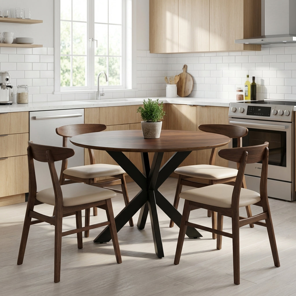 Faye Walnut Finish 130cm Round Dining Table