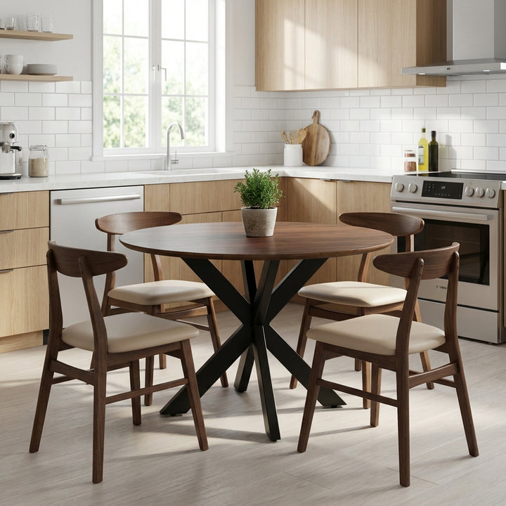 Faye Walnut Finish 130cm Round Dining Table