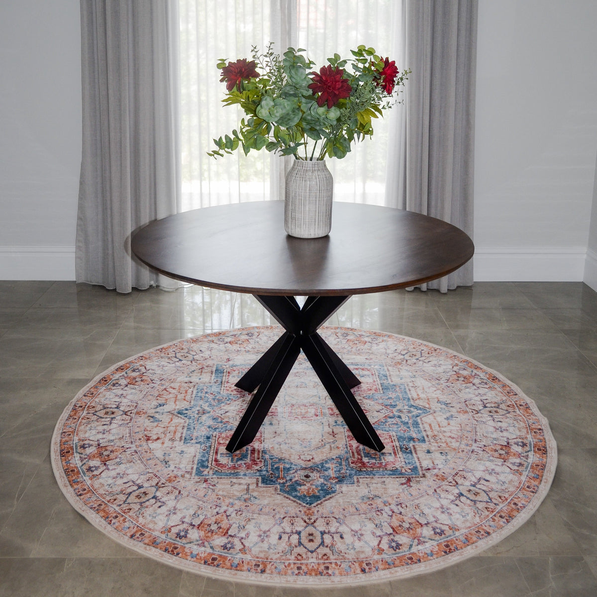 Maja Multicoloured Distressed Non-Slip Large Round Rug - Fab Habitat , Non Slip Rugs,