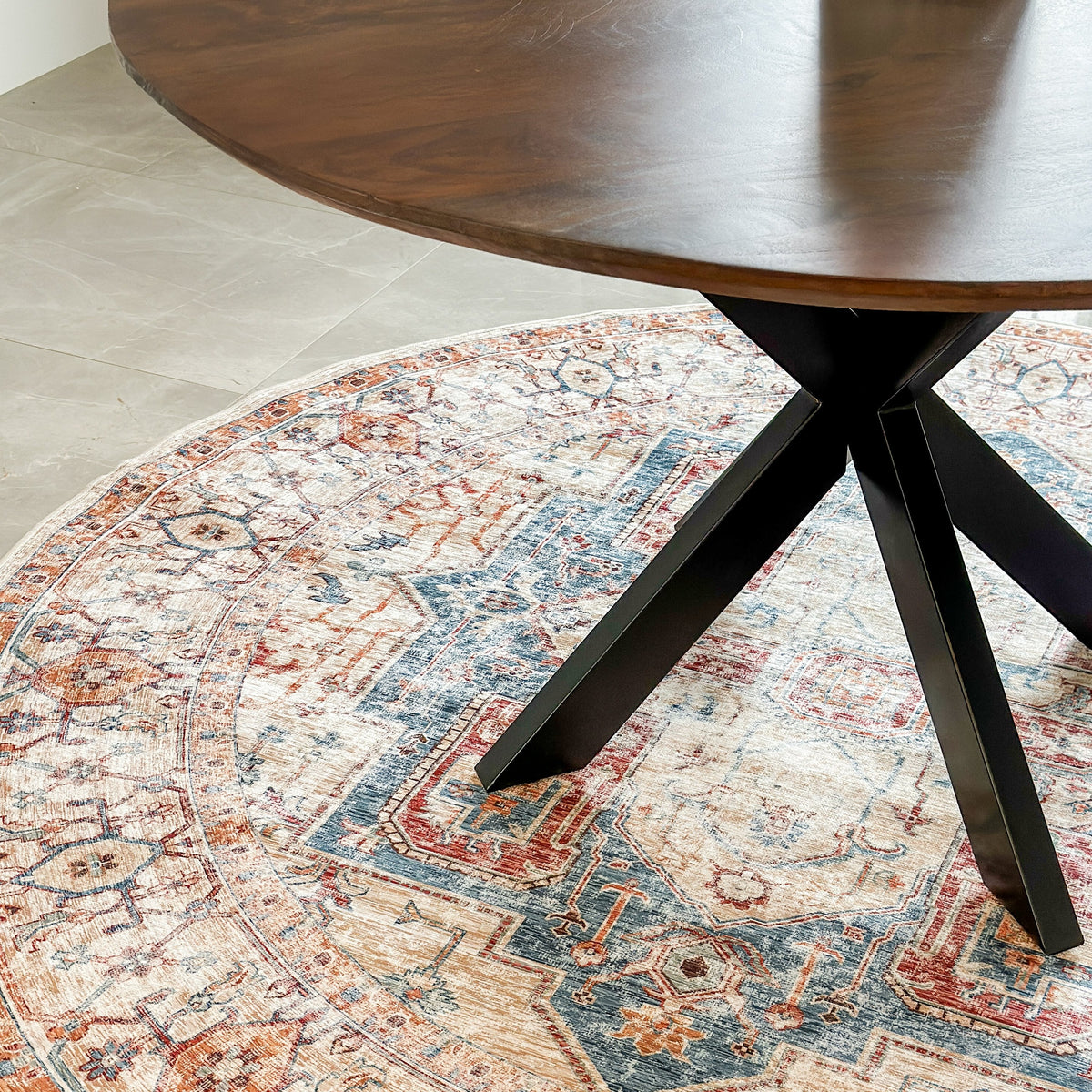 Maja Multicoloured Distressed Non-Slip Large Round Rug - Fab Habitat , Non Slip Rugs, 