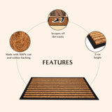 Stripes Rubber Bordered Coir Doormat - Fab Habitat , Doormats, 