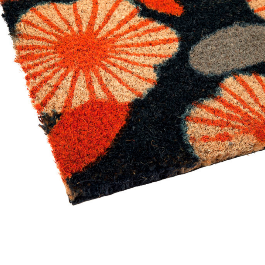 Floral Dark Blue Botanical PVC Backed Long Doormat - Fab Habitat , Doormats, 