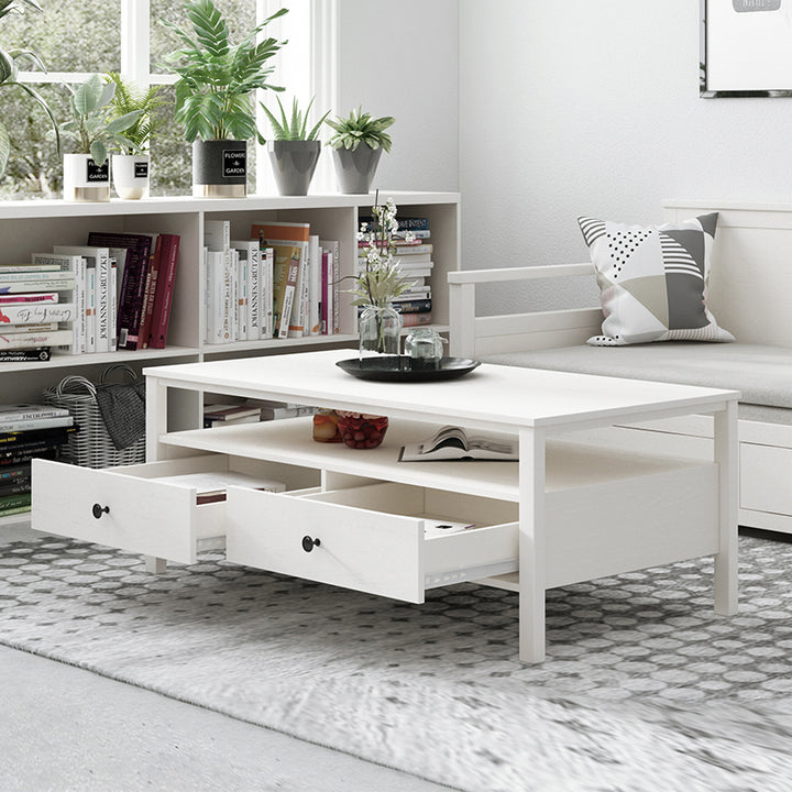 Floriana White 121cm Coffee Table with 2 Drawers - Fab Habitat , Coffee Tables, [product_size],