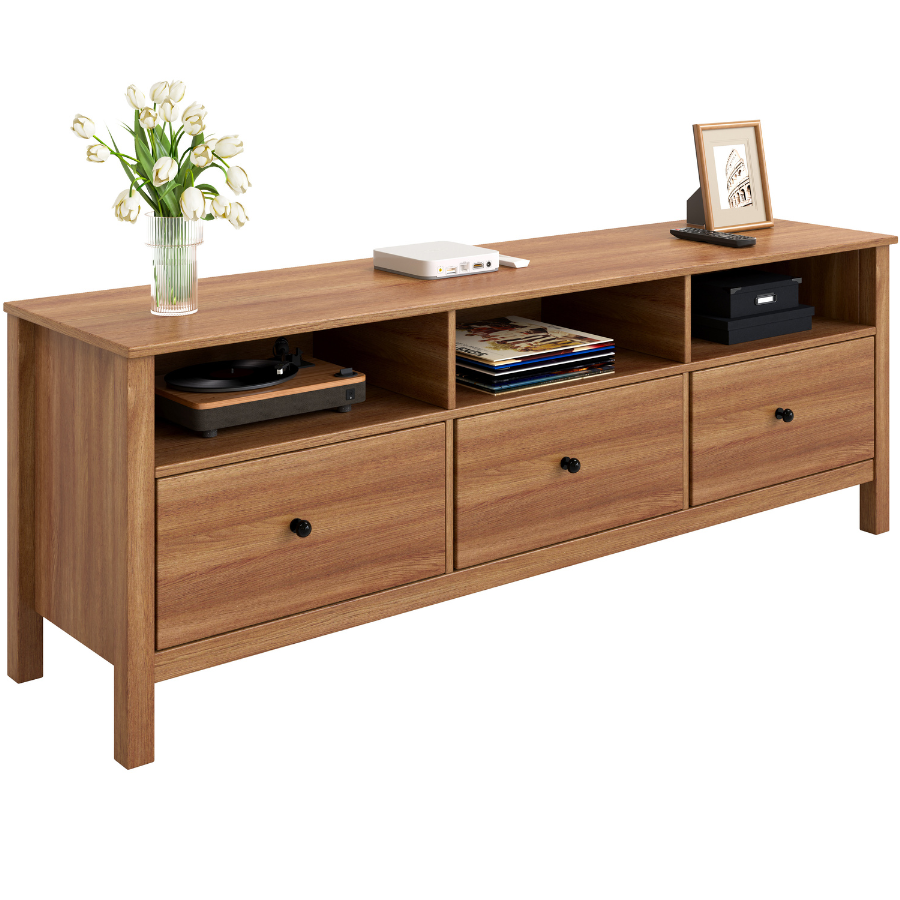 Floriana Walnut 157cm Entertainment TV Unit with 3 Drawers