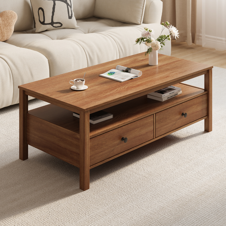 Floriana Walnut 121cm Coffee Table with 2 Drawers