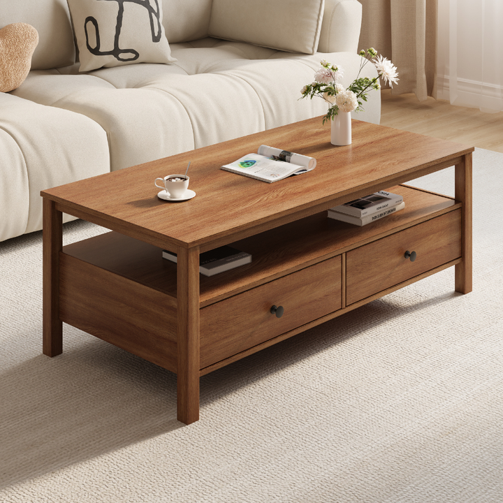 Floriana Walnut 121cm Coffee Table with 2 Drawers