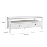 Floriana White 121cm Coffee Table with 2 Drawers