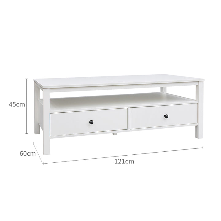 Floriana White 121cm Coffee Table with 2 Drawers