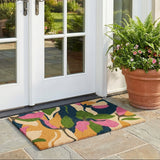 Flowers Green PVC Backed Coir Doormat