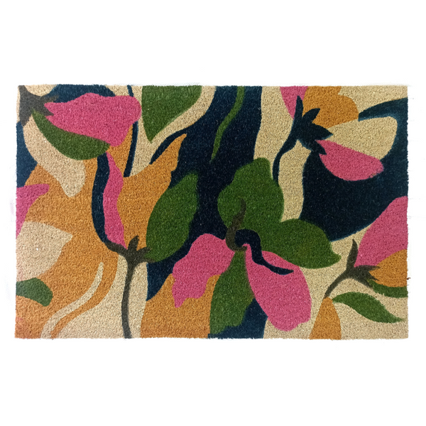 Flowers Green PVC Backed Coir Doormat - Fab Habitat , Doormats,