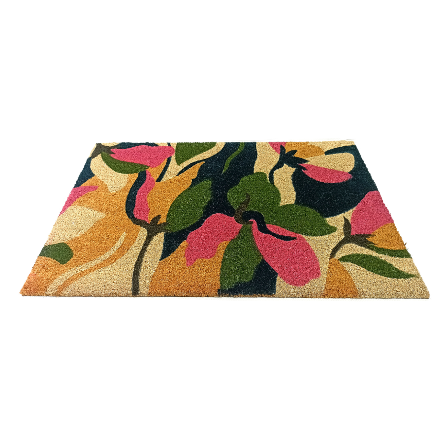 Flowers Green PVC Backed Coir Doormat - Fab Habitat , Doormats,