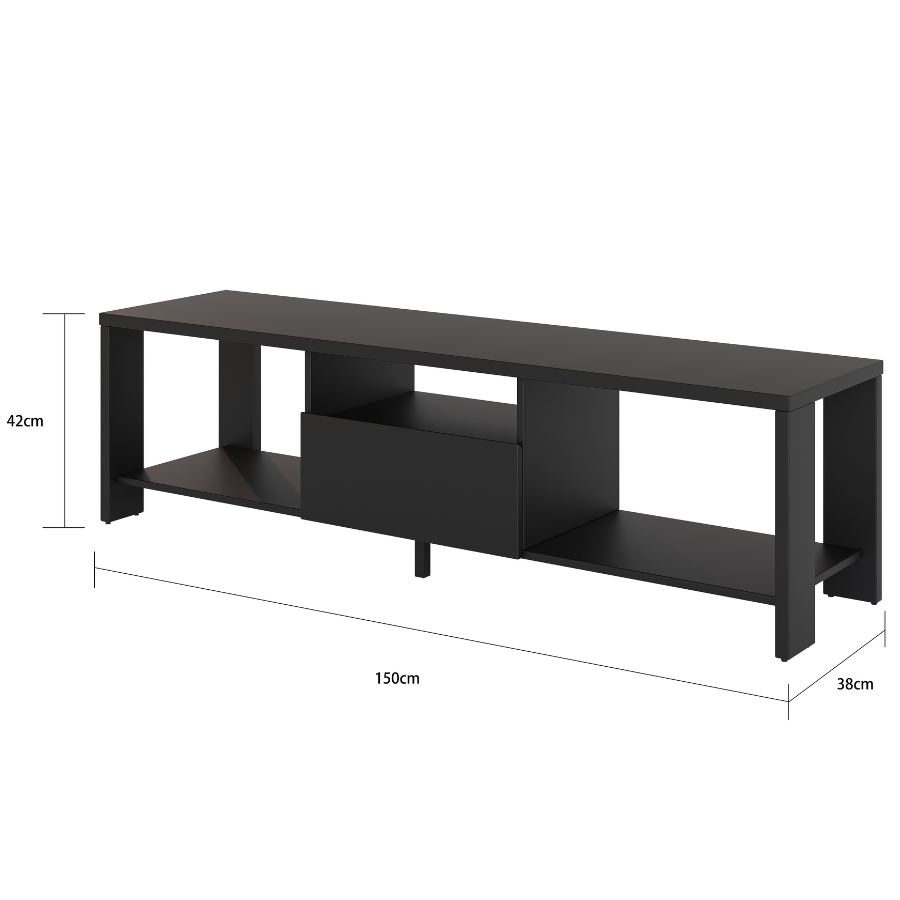 Fontana Black 150cm Entertainment TV Unit