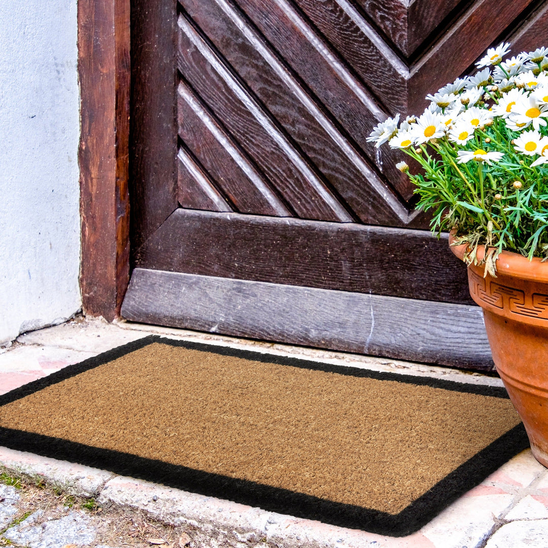 Four Corners Black Border and Natural Long Doormat - Fab Habitat , Doormats, 