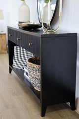 Wooden frame details of Fraser 120cm console in walnut finish – buy online in Australia