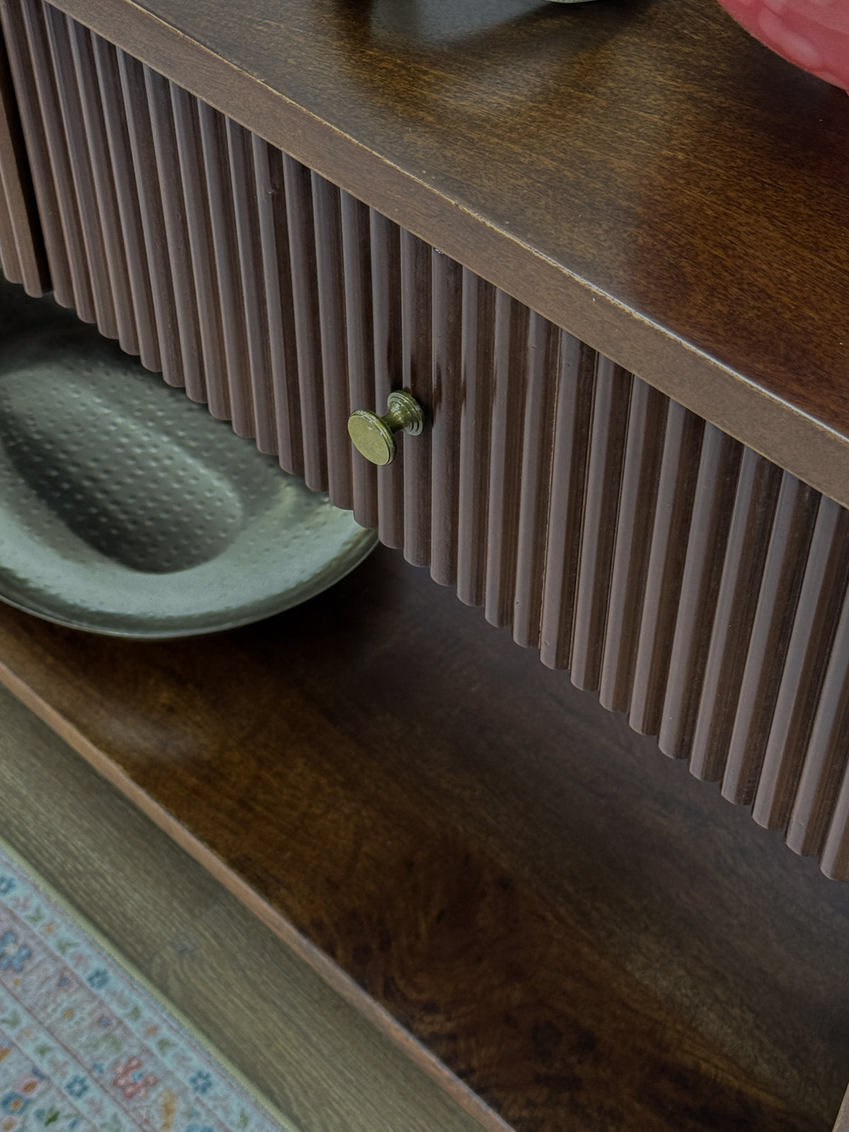 Fraser console in walnut 120cm with storage features – hallway view – buy online in Australia