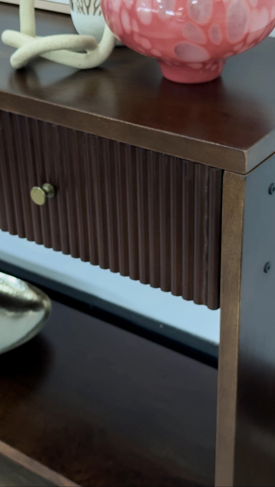 Wooden frame details of Fraser 120cm console in walnut finish – buy online in Australia