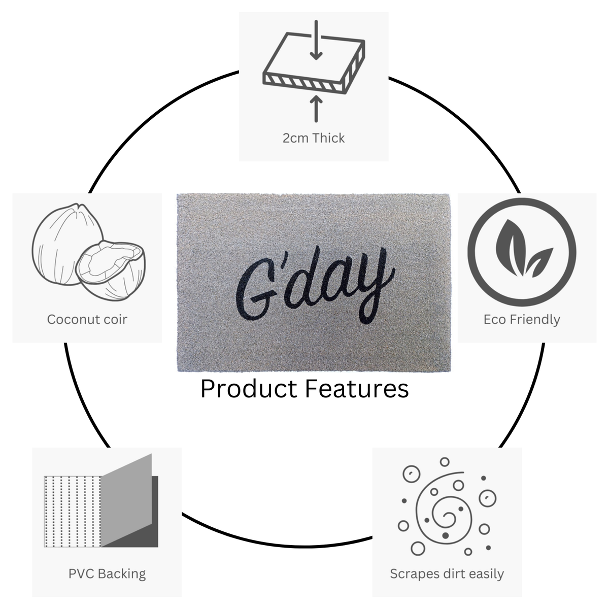G’Day Coir Welcome Mat – Eco-Friendly Doormat – Buy Online in Australia