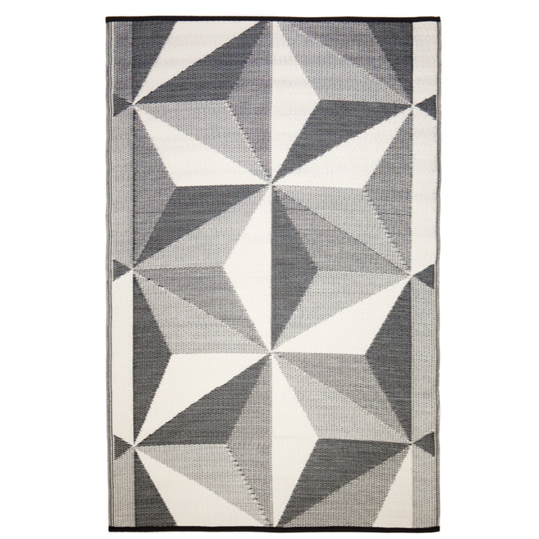 Geostar Glacier Grey Reversible Large Outdoor Rug - Fab Habitat , Recycled Plastic Rugs & Mats, 