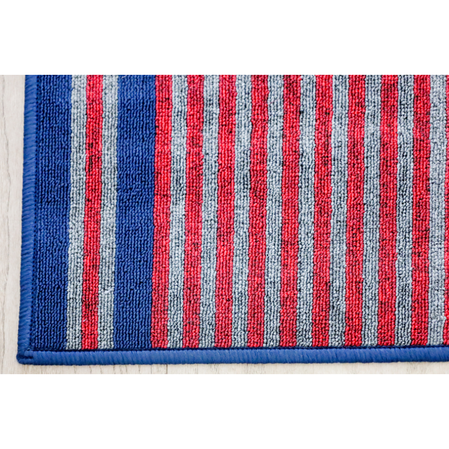Griffin Navy Blue Striped Polypropylene Kitchen Mat