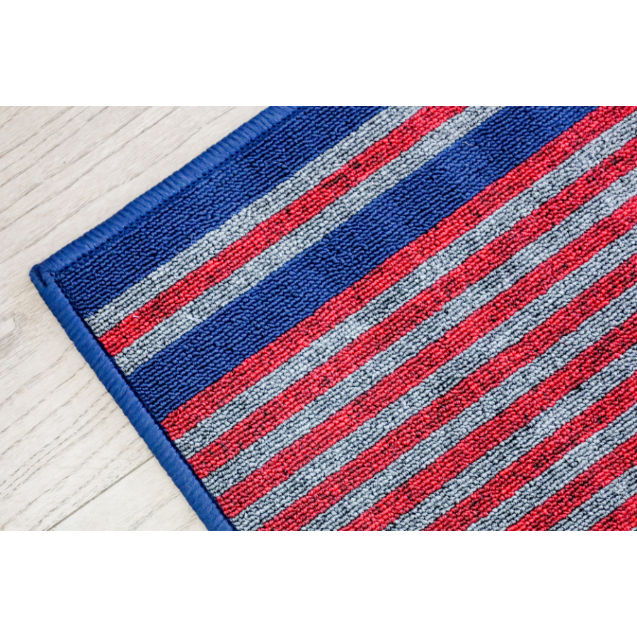 Griffin Navy Blue Striped Polypropylene Kitchen Mat
