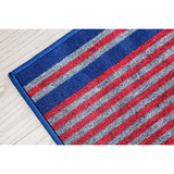 Griffin Navy Blue Striped Polypropylene Kitchen Mat
