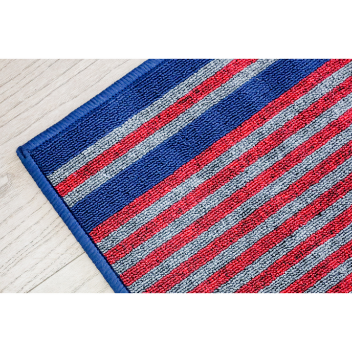 Griffin Navy Blue Striped Polypropylene Kitchen Mat