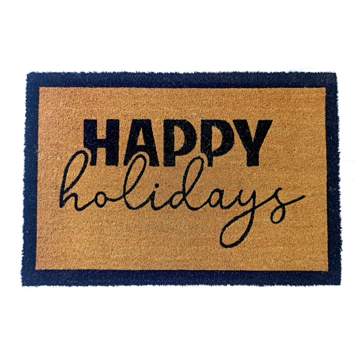 Happy Holidays PVC Backed Coir Doormat - Fab Habitat , Doormats, [product_size],