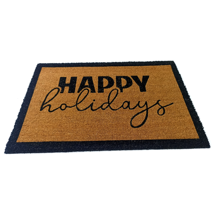 Happy Holidays PVC Backed Coir Doormat - Fab Habitat , Doormats, [product_size],