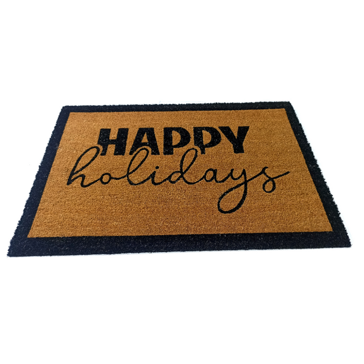 Happy Holidays PVC Backed Coir Doormat - Fab Habitat , Doormats, [product_size],