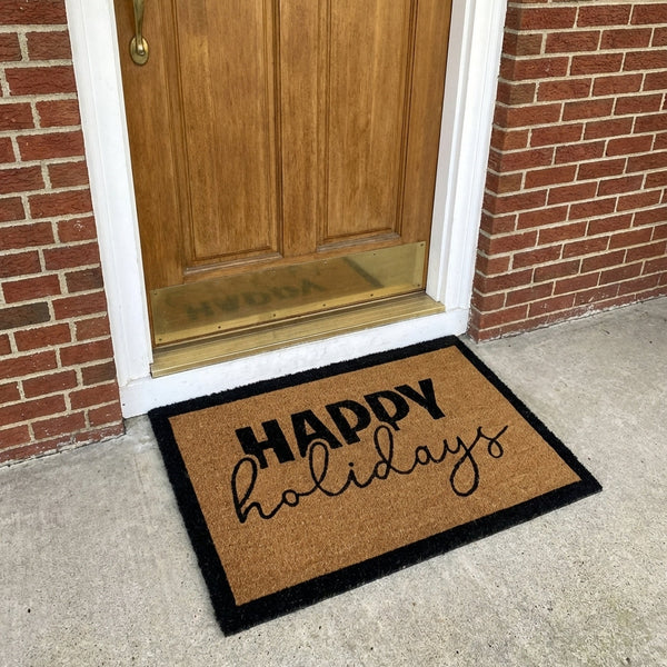Happy Holidays PVC Backed Coir Doormat