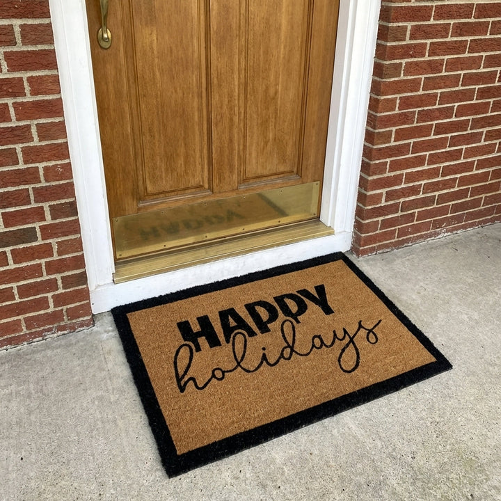 Happy Holidays PVC Backed Coir Doormat