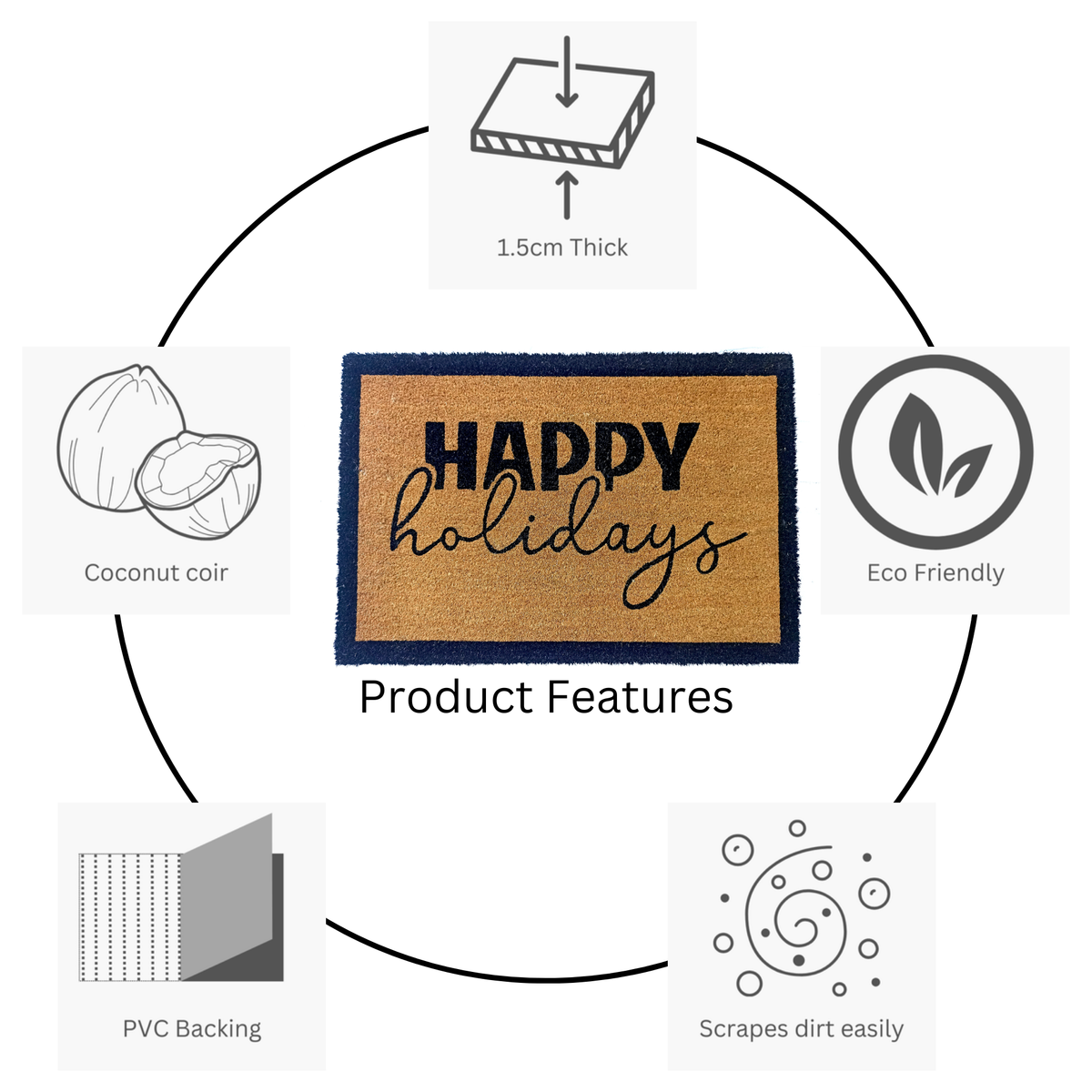 Christmas themed doormat – Happy Holidays mat buy online in Australia