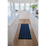 Harrish Navy and White Striped Polypropylene Kitchen Mat