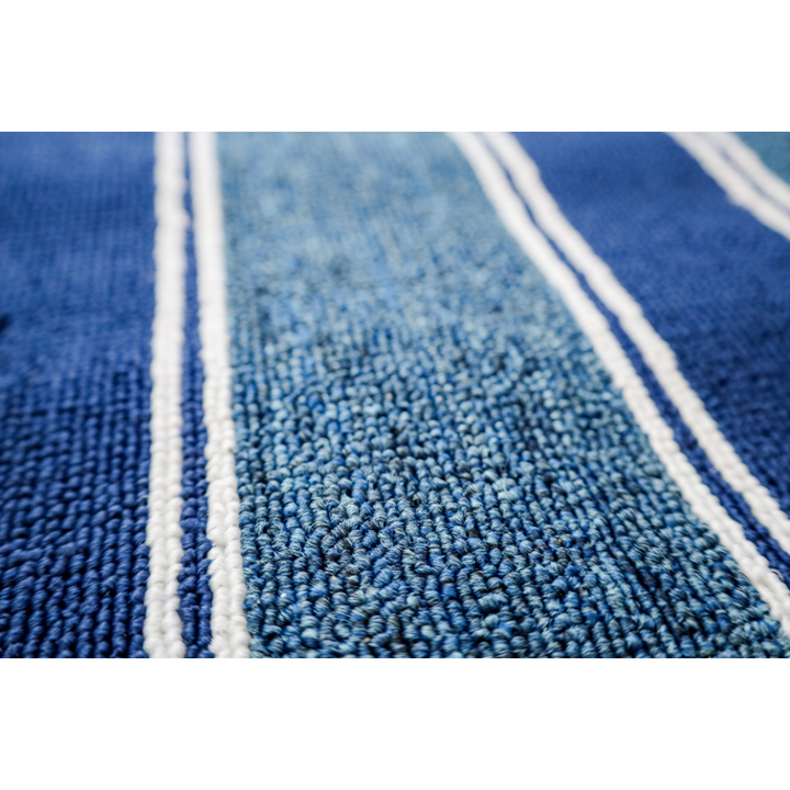 Harrish Navy and White Striped Polypropylene Kitchen Mat