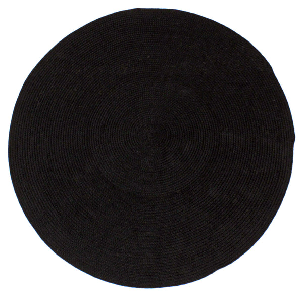 Hazel Black Round PET Indoor Outdoor Rug