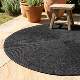 Hazel Black Round PET Indoor Outdoor Rug