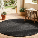 Hazel Black Round PET Indoor Outdoor Rug