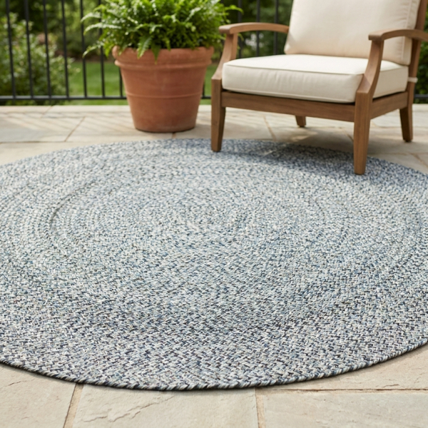 Hazel Grey Round PET Indoor Outdoor Rug